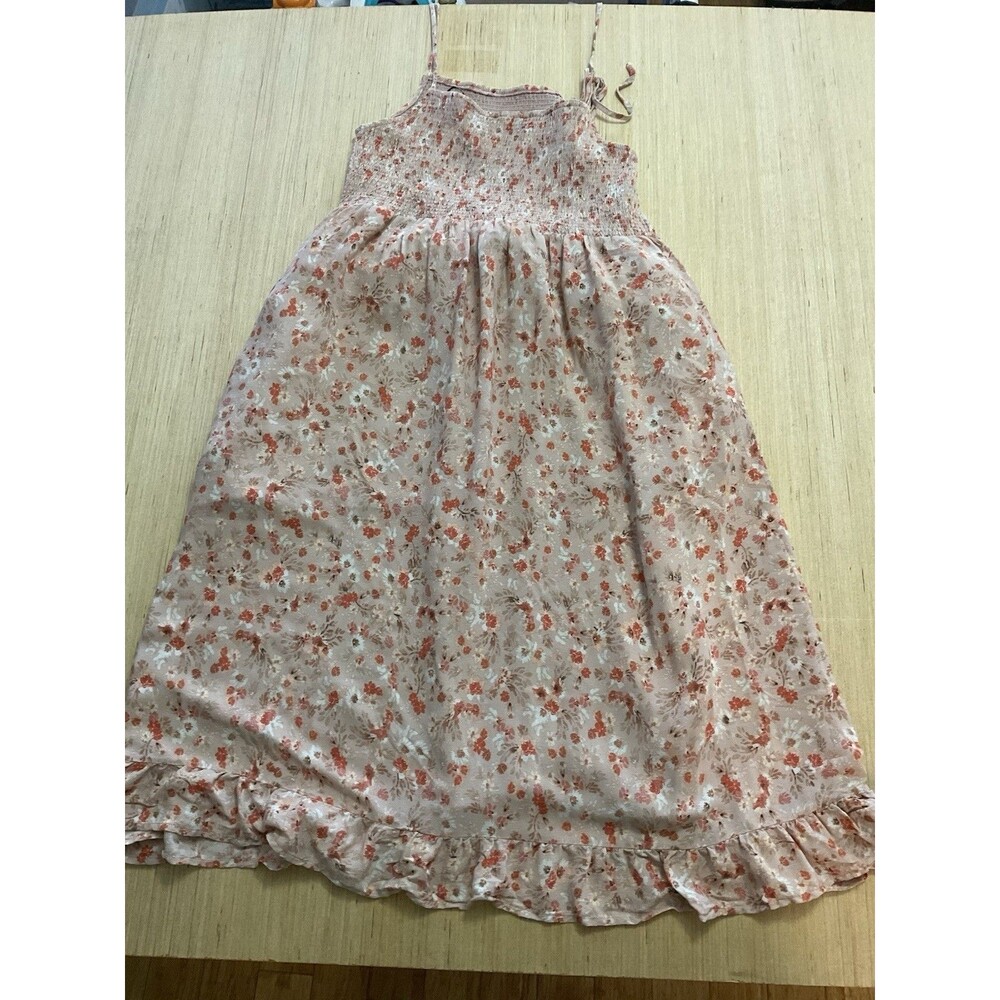 Forever 21 Smocked Spaghetti Straps Floral Pink Orange Plus Size 2X Sun Dress - Picture 9 of 9